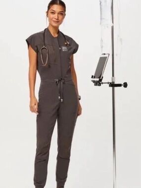 Star Wars Women's Dark Gray Short-Sleeve Medical Jumpsuit